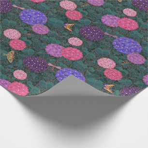Papel De Presente Jardim de Hortênsias ao Luar Bronze Médio
