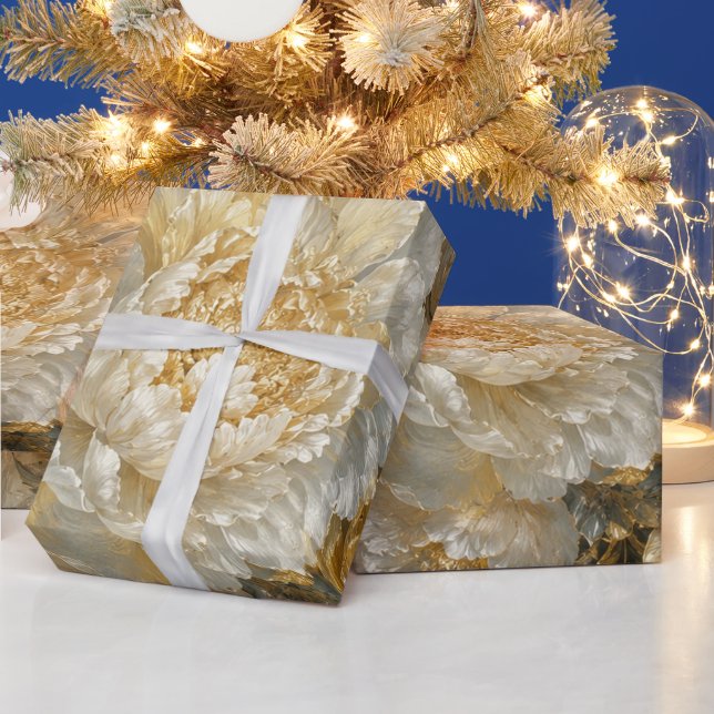 Papel De Presente Jardim de Marfim Dourado (Feriados)