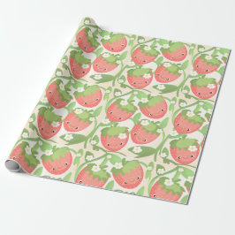 Papel De Presente Jardim de Morango Fofo