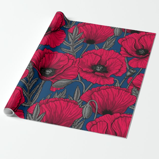 Papel De Presente Jardim de papoila noturno (Desenrolado)