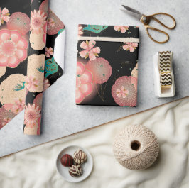 Papel De Presente Jardim de Pêssego do Primavera de Ornamento Floral