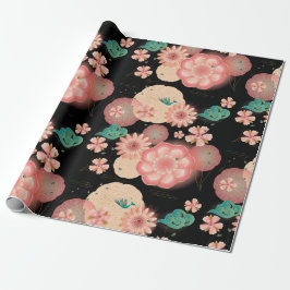 Papel De Presente Jardim de Pêssego do Primavera de Ornamento Floral