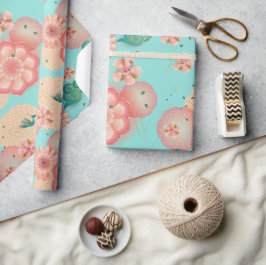 Papel De Presente Jardim de Pêssego do Primavera de Ornamento Floral