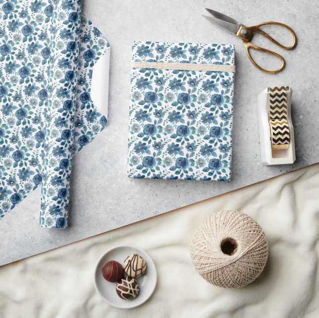 Papel De Presente Jardim de Porcelana Azul (Artesanato)