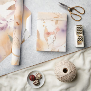 Papel De Presente Jardim de Primavera Floral Aquarela Boho