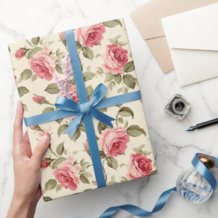Papel De Presente Jardim de Rosas Rosa