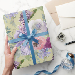Papel De Presente Jardim de Rosas Roxas Purpuras
