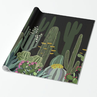 Papel De Presente Jardim do cacto na noite