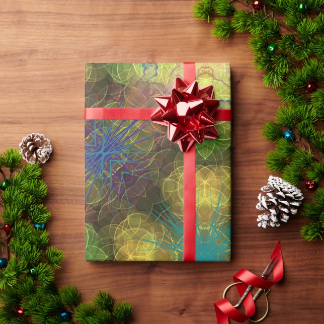 Papel De Presente Jardim do Oceano, verde, amarelo, ouriço-do-mar ro (Presente de Natal)