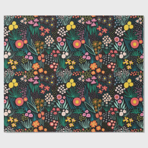 Papel De Presente Jardim Escuro de Flor Silvestre Caprichosa Estampa