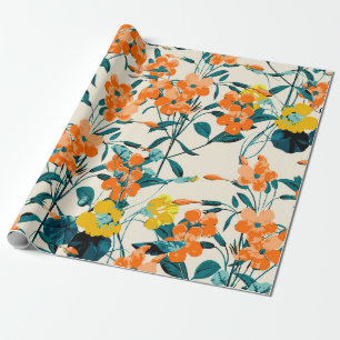 Papel De Presente Jardim Flor. Florais e ramos pequenos em forma de