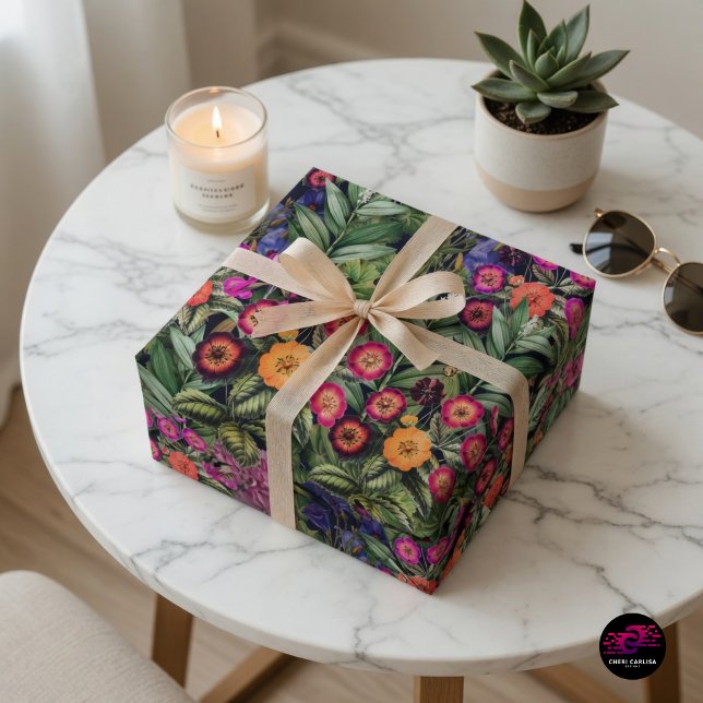 Papel De Presente Jardim Floral Rosa da Ilha (Before they open it, they already know.)
