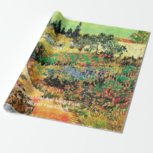 Papel De Presente Jardim Florido com Caminho de Vincent van Gogh.