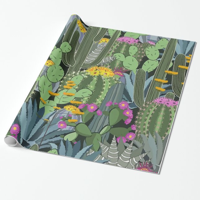 Papel De Presente Jardim gráfico simples do cacto (Desenrolado)