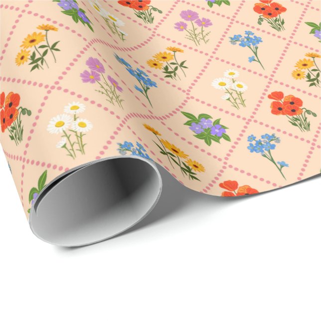 Papel De Presente Jardim Harlequim de Flores Silvestres (Ponta do rolo)