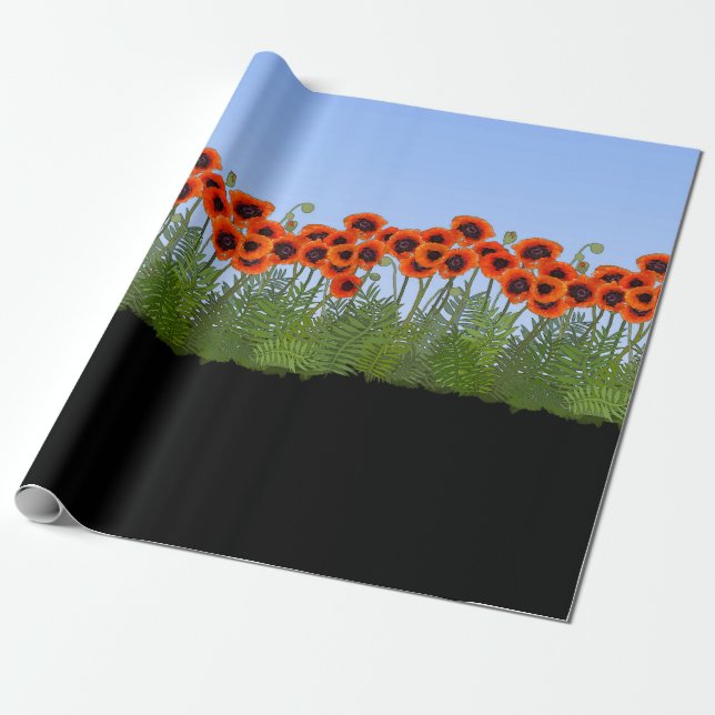 Papel De Presente Jardim Poppy Oriental (Desenrolado)