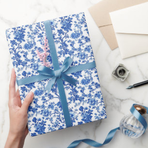 Papel De Presente Jardim Toile Azul Real