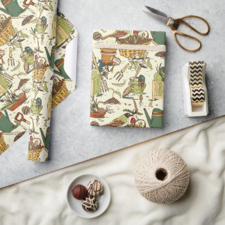 Papel De Presente Jardineiro Vintage