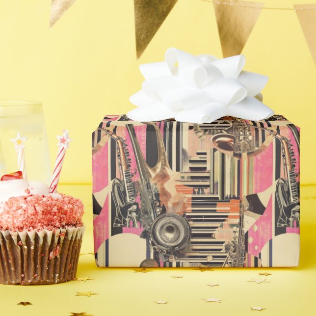 Papel De Presente Jazz Age Musical 1920 Estilo Dadaist (Festa de aniversário)