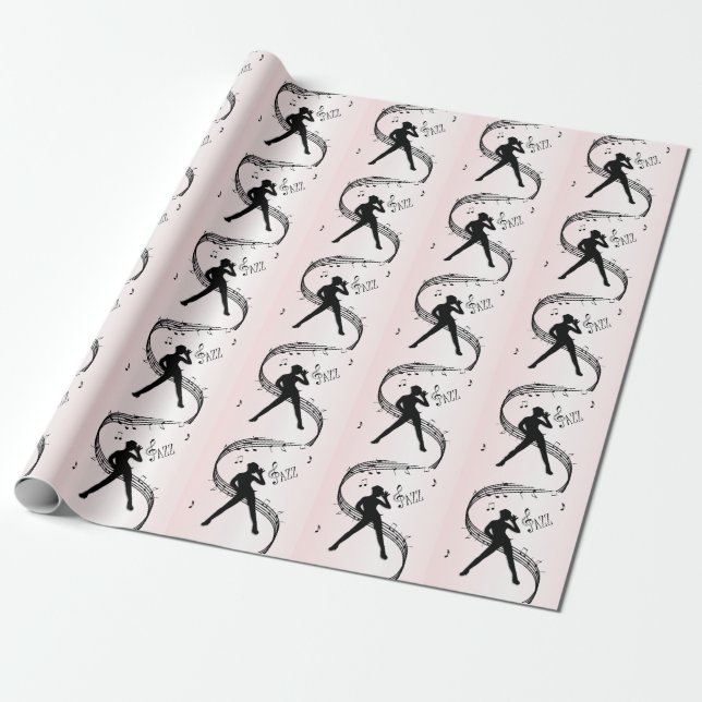 Papel De Presente Jazz Dance Pink Music Wrappaper (Desenrolado)