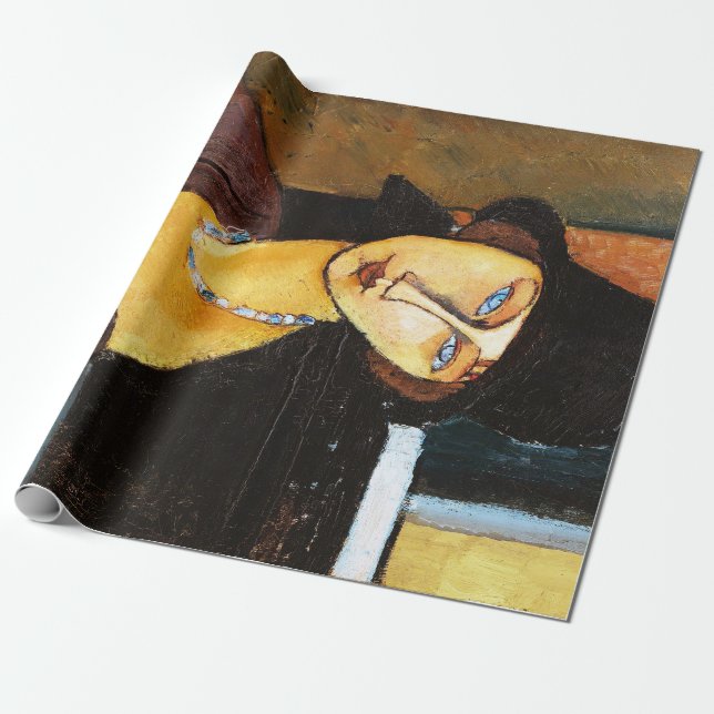 Papel De Presente Jeanne Hebuterne com chapéu e colar, Modigliani (Desenrolado)