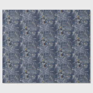 Papel De Presente Jeans azuis Denim Abstrato Art