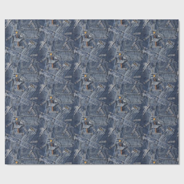 Papel De Presente Jeans azuis Denim Abstrato Art (Aberto)