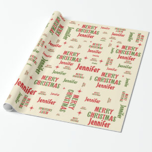Papel De Presente Jennifer Retro Felry Natal Personalizado