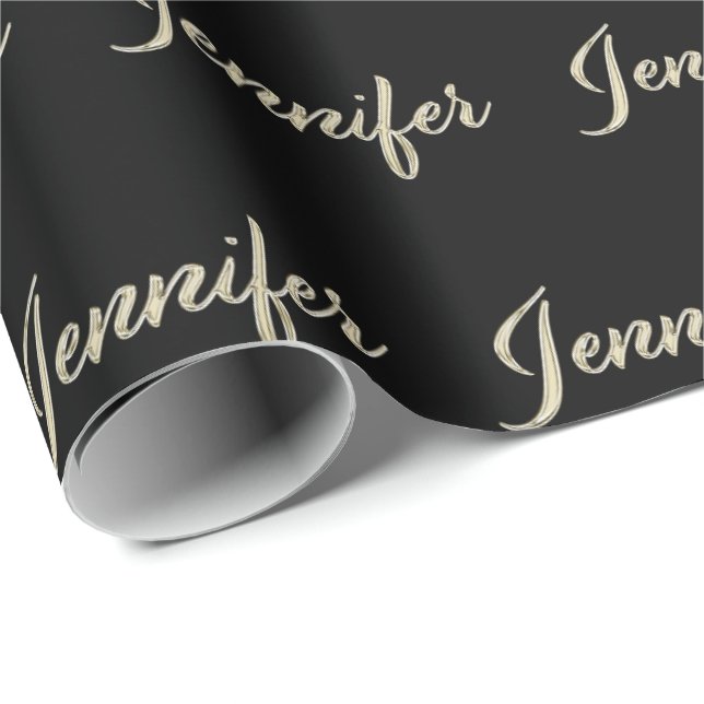 Papel De Presente Jennifer white gold Handwriting Geschenkpapier (Ponta do rolo)