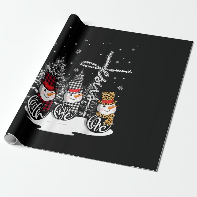 Papel De Presente Jesus Amor | Jesus Faith Hope Love Snowman (Desenrolado)
