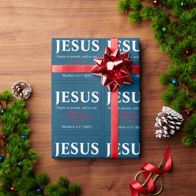 Papel De Presente Jesus Começou A Pregar. Mateus 4:17 (Presente de Natal)