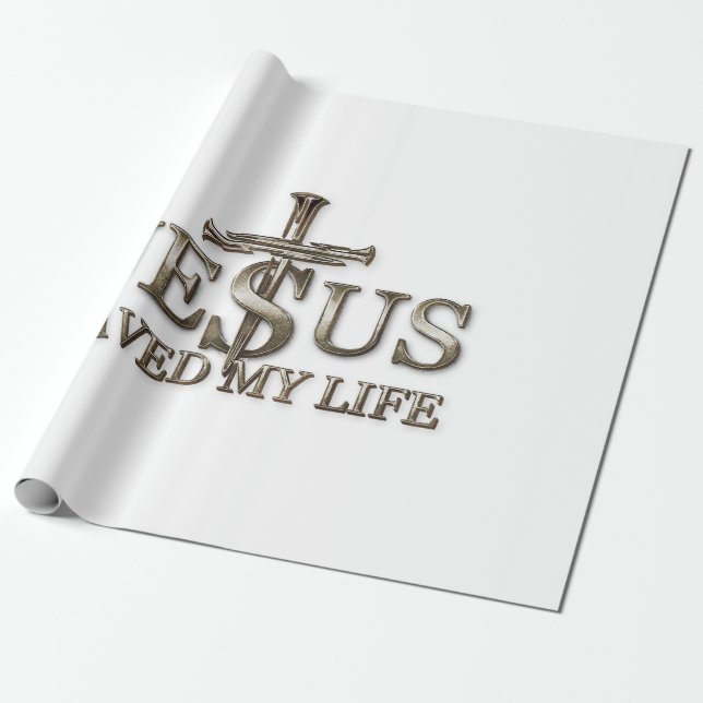 Papel De Presente Jesus Cristo Salvou Presente Da Minha Vida Para Mu (Desenrolado)