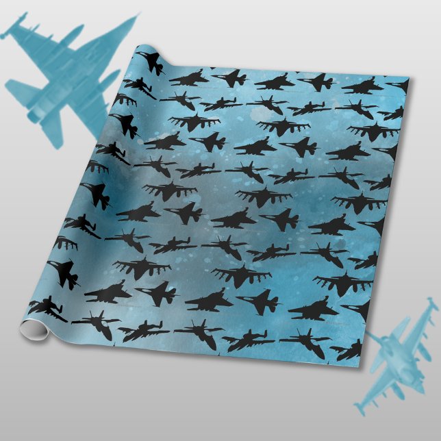 Papel De Presente Jet Aircraft Black Blue (Criador carregado)