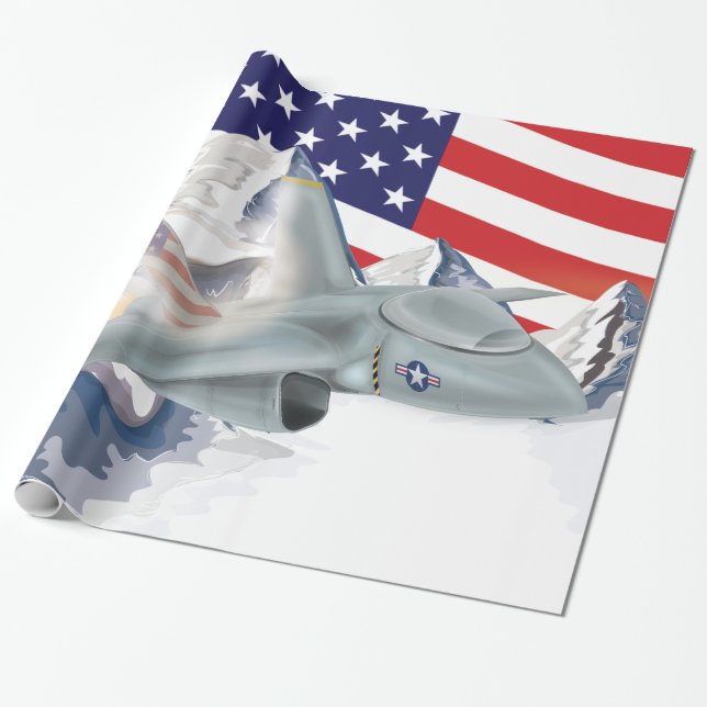 Papel De Presente Jet de caça americano (Desenrolado)