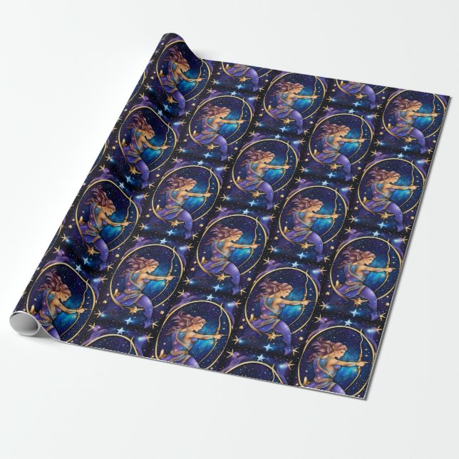 Papel De Presente Jewel Galaxy Zodiac Sagittarius (Desenrolado)