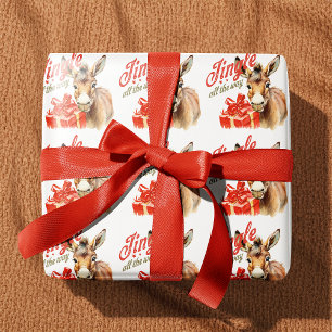 Papel De Presente Jingle All Way Fazenda de Natal Donkey
