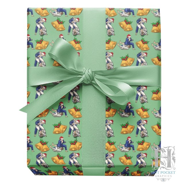 Papel De Presente Jiu Jitsu Christmas Gift Wrapping Paper in Green (Criador carregado)