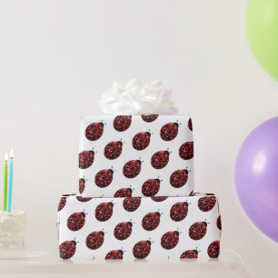Papel De Presente Joaninha brilho brilhos vermelho padrão em present