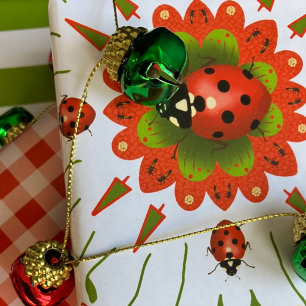 Papel De Presente Joaninha-do-Natal Vermelha, Verde e Branca
