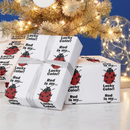 Papel De Presente Joaninha Vermelha é Minha Cor da Sorte Inseto Engr