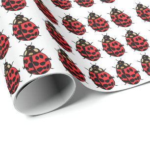 Papel De Presente Joaninha Vermelha Preta Inseto Joaninha
