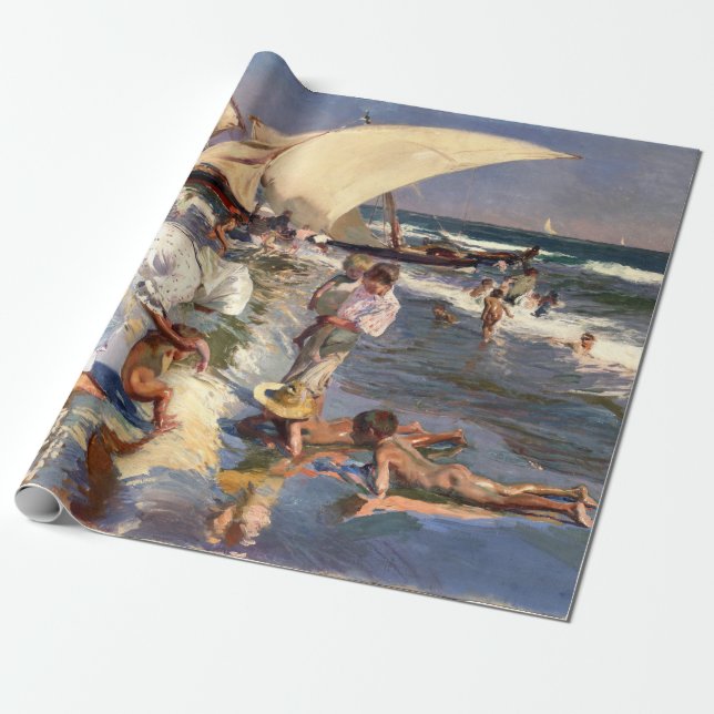Papel De Presente Joaquin Sorolla - Praia de Valencia pela Luz da Ma (Desenrolado)