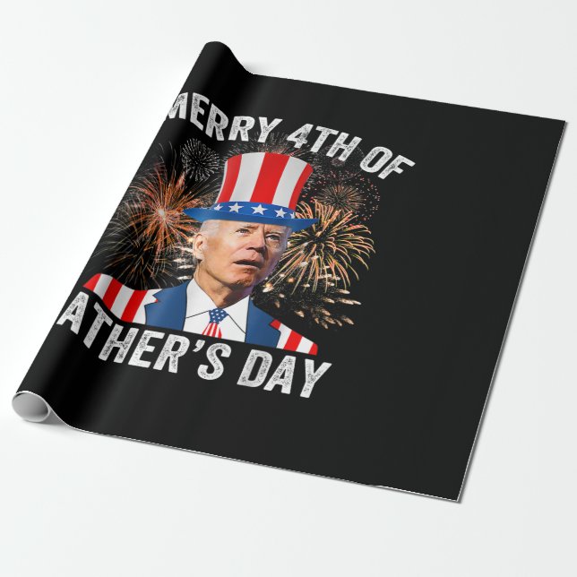 Papel De Presente Joe Biden Feliz 4º De Dia de os pais Engraçado 4º  (Desenrolado)