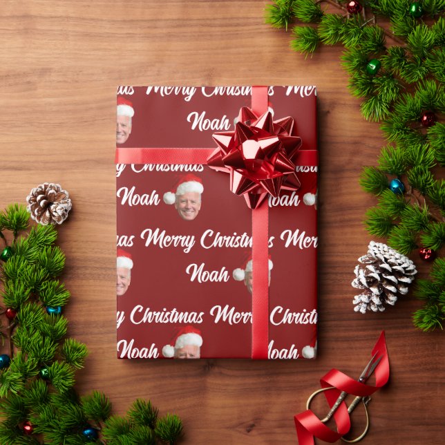 Papel De Presente Joe Biden Felry Natal | Nome Personalizado Trendy  (Presente de Natal)