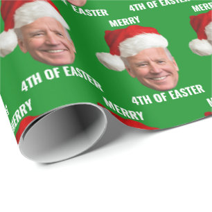 Papel De Presente Joe Biden Happy 4º Dia de Natal Páscoa Verde