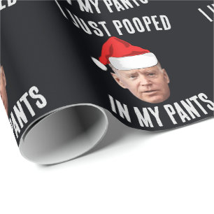 PAPEL DE PRESENTE JOE BIDEN POOPED POOP ENGRAÇADO NATAL