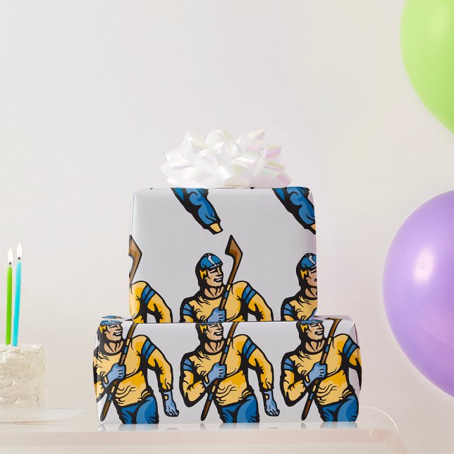 Papel De Presente Jogador Clássico de Hóquei Esportes Atléticos Retr (Criador carregado)