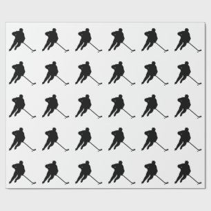 Papel De Presente Jogador de Hóquei branco e preto elegante