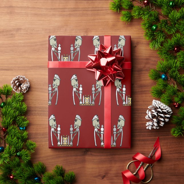 Papel De Presente Jogando Xadrez (Presente de Natal)