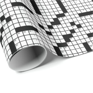 Papel De Presente Jogo de palavras cruzadas preto e branco engraçado